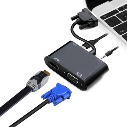 microware VGA Cable 0.5 m VGA to VGA & HDMI Splitter Adapter