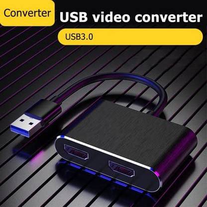 microware USB 3.0 to HDMI Adapter - Dual HDMI USB 3.0 Multi-Monitor Cable | 2K Ultra HD | Compatible with Microsoft 7, 8.1, 10 / Mac OS X v10.6 and Above Dual HDMI Adapter