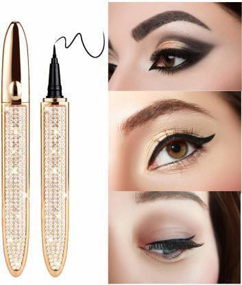 Jumia Diamond Self-adhesive Eyeliner Pen, 2 in 1 Long-Lasting Eyelash Glue Pen Glitter Liquid Eyeliner, No Glue Needed Non Magnetic Multi-Use Liquid Eyeliner No Mess Waterproof quick drying Long lasting for Eye Makeup (black) 0.8 g
