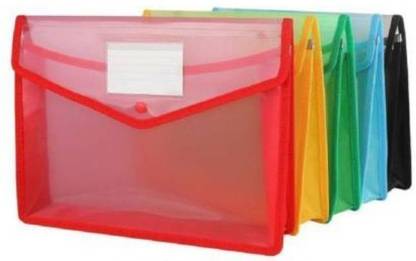 PEONY Plastic Envelope Folder,Transparent Poly-Plastic Documents File Storage Bag with Snap Button Set of 5/Certificate File Holder/Document Folder for Certificates A4/Legal/Bag for Document