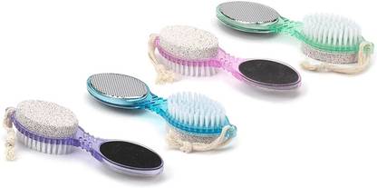 KREYANA 4 in 1 Pedicure Paddle for Home and Travel Use Foot File/Nail Brush/Pumice Stone/Callus Reducer Pedicure Kit, Multicolour