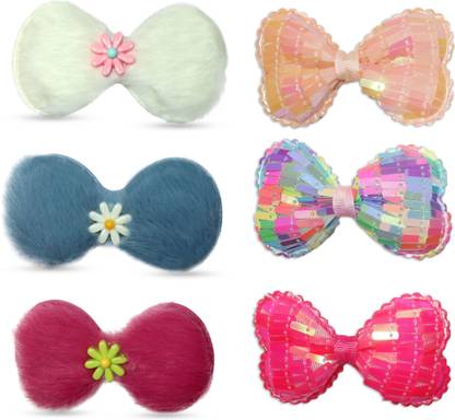 VAGHBHATT Stylish Hair Accessories, Hair Bows, Ribbon Bows with Fur Alligator Clip Hair Pins Hair Clips For Toddlers Kids Baby Girls Women Hair Clip