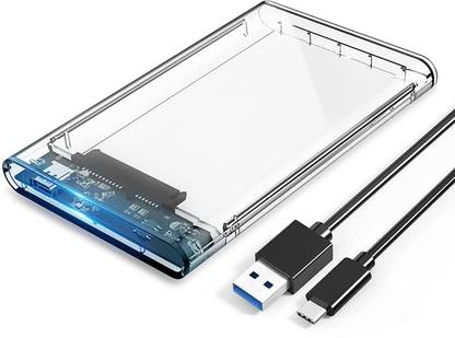 Nsinc 2.5" External Hard Drive Enclosure, SATA III to USB Type-C for HDD/SSD - Tool Free Installation, Transparent Design, Supports UASP and up to 4TB [Hard Drive NOT Included] 2.5 inch EXTERNAL CASE