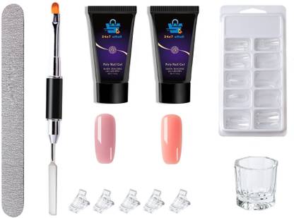 24x7eMall 24x7 eMall Acrylic Gel Poly Gel Nail Gel Extension Set 2 Pc (30 ml Tubes Each)