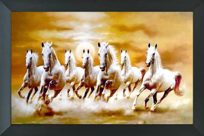 FRIZZY ARTS seven horse | seven horse photo frame | seven horse paintings Digital Reprint 14 inch x 20 inch Painting