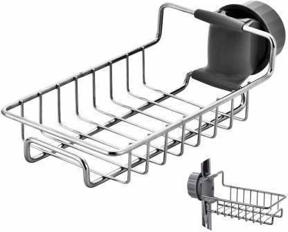 Dreamy Stainless Steel Kitchen Sink Storage Organizer Drain Scrubber Holder (Silver) Stainless Steel Wall Shelf