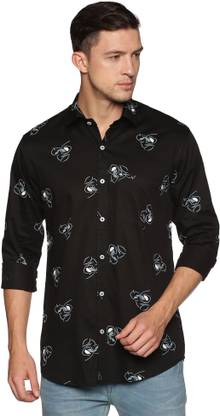 Men Printed Casual Black Shirt