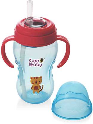 Beebaby No-Spill Flex Straw Sippy / Sipper Cup with Detachable Handle. (240 ML. / 8 oz.) (Blue)