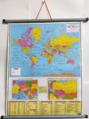 Nilima 36 cm Wall Hanging Chart of 'Political map of World' wall chart Non-Reusable Sticker
