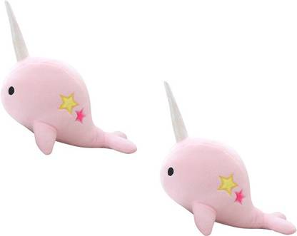 BENISON INDIA Narwhal Unicorn Whale Soft Toy Plush Hugging Pillow Animal Fish Plush Toy -pack of 2  - 35 cm