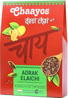 Chaayos Adrak Elaichi Tea - (Pack of 3*100g Ginger, Cardamom Tea Pouch