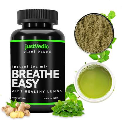 justvedic Anti Smoking Drink Mix (1 Month, 60g) - Lung Detox, Quit Smoking - Lung Cleanse Lemon Herbal Tea Plastic Bottle