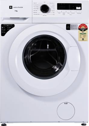 realme TechLife 7 kg Garment Sterilization, 5 Star Fully Automatic Front Load Washing Machine with In-built Heater White