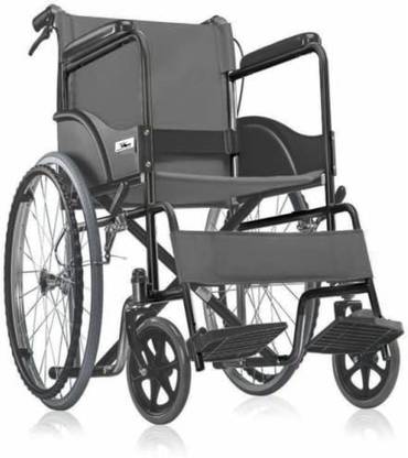 Mede-Move Medequip Healthcare Folding Metal Steel Wheelchair with Dual Break and Seat Belt Manual Wheelchair