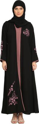 KHATOON Crepe Solid Burqa With Hijab
