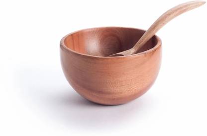 Tora Creations Wooden Soup Bowl Neem Wood Serving Soup/Cereal Bowl: Set of 2 Bowls and Spoons Handmade