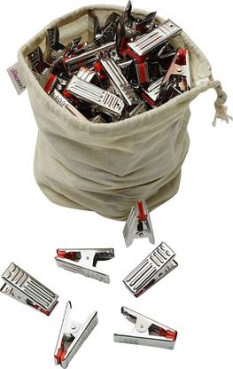 Urbanware Heavy Duty Rust Free Cloth Peg/Clothes Clip/Cloth Drying Pins/Pegs for Hanger/Rods/Ropes/Drying Clothes (12 SS Plastic Grip Clips with Storage... Stainless Steel Cloth Clips