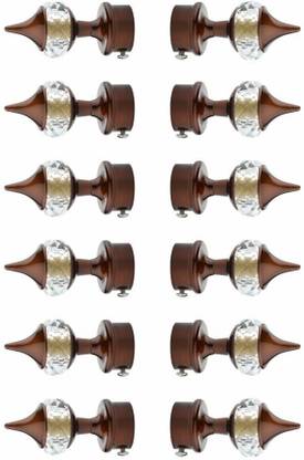 METZO Brown Rod Rail Bracket, Curtain Knobs Metal
