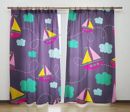 S VEERA 154 cm (5 ft) Polyester Room Darkening Window Curtain (Pack Of 2)