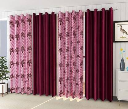 Sehbhagi 214 cm (7 ft) Polyester Semi Transparent Door Curtain (Pack Of 4)