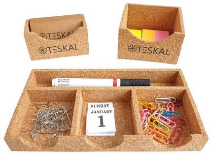 Teskal 6 Compartments Cork Desk Organizer
