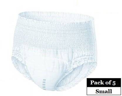 Wellstar Adult Diaper Pant style Unisex Small 5 Pcs, Waist Size (55-82 cm | 22-32 Inches) Adult Diapers - S