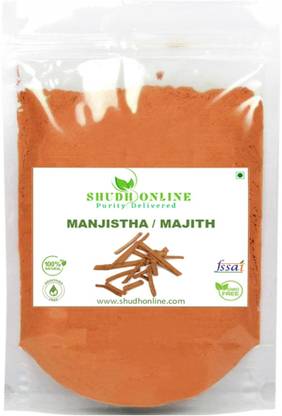 Shudh Online Manjistha Powder for Face, Majith Organic Root Powder, Indian Maddar, Manjishta, Manjishtha, Manjista