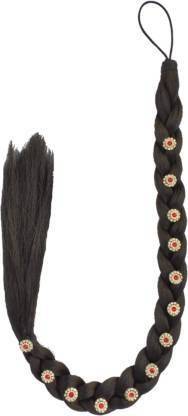 Rudrika Hair Extension WOMEN HAIR STYLE Beautiful Gold Work Parandi Choti For Women and Girls Natural Black Extension (Pack of 1 Extension)  Extension Hair Extension