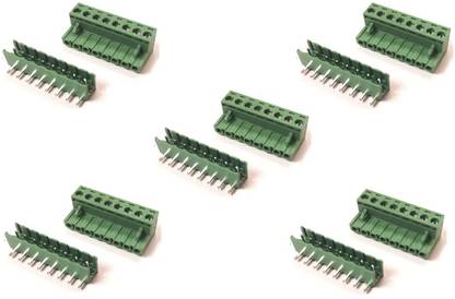 ERHIndia (Pack of 5) 5085 Plug In Type Screw Terminal Connector - 8 Pin - 5.08mm Pitch Right Angle Screw Terminal Block Male Female Pair Connector XY2500 Connector