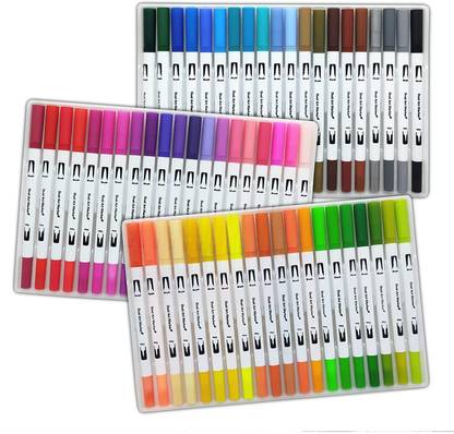 KRAFTMASTERS 60Pcs Dual Tip Marker Fine Tip Markers&Highlighter Colouring Book Project