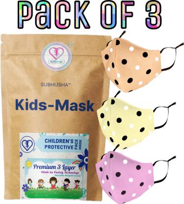 SUBHUSHA SUPER SAFETY 3 Layer cartoon print kids mask combo pack Reusable Washable Breathable Skin Friendly Soft Cotton Fabric Face Mask with Adjustable Ear loops for Boys Girls Children Babies (Anti Pollution Mask , Anti Viral Mask , Anti Bacterial Mask ) (School Mask , Outdoor Mask , Kids Party Mask) (Child Mask , Kids Mask 3 years, Kids Mask 4 years , kids Mask 5 years , kids mask 6 years , kids mask 7 years , kids mask 8 years , kids mask 9 years , kids mask 10 years up to 14 yrs ) DOT Print--PCS-Pink-Orange-Yellow Reusable, Washable Cloth Mask