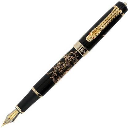 Ikshu Jinhao 888 Long Offspring Black Color Golden Dragon Printed Fountain Pen
