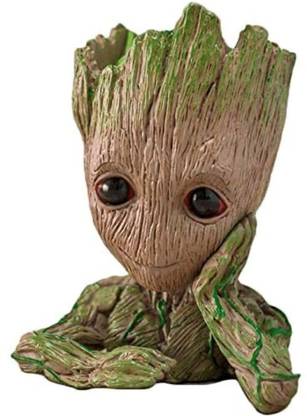 Viskaa Store Thinking Groot Flower Pot, Planter, Pencil Holder & Pen Stand - 6.1x4.7x3 (IN) Plant Container Set