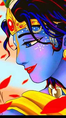 Beautiful Krishna Face Krishna Face Hindu God Bhakti Devotional God Matte Finish Poster Paper Print
