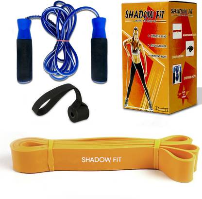 shadow fit Resistance Band For Exercise & Stretching{1bands& door anchors WITH SKIPPING ROPE} Resistance Tube