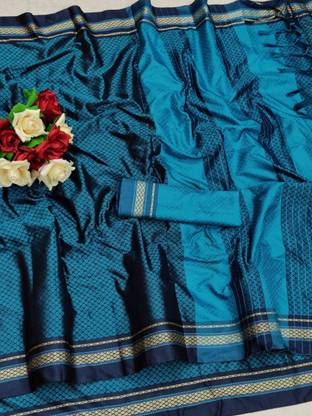 Woven Fashion Cotton Silk Saree with Unstitched Blouse