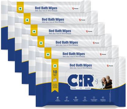 CIR SoftBody Cleansing WetBed Bath Wipes for Adults Body Sponging 10 Wipes Pack of 6