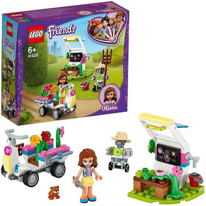 LEGO 41425 Friends Olivia's Flower Garden Play Set with Tools, Zobo The Robot & Toy Go Kart,92 Pieces,Multicolor