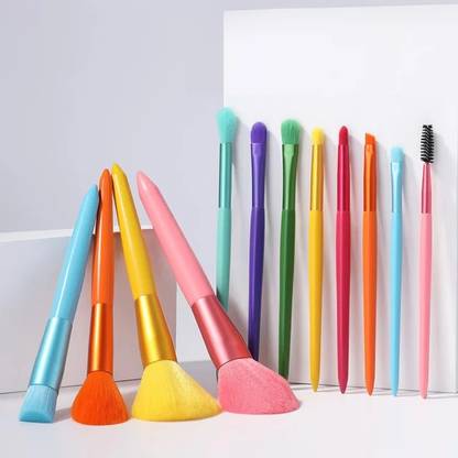 Roslet Colorful Makeup Brushes Set, Premium Synthetic Kabuki Foundation Blending Face Powder Blush Concealers Eyeshadow Rainbow Make Up Brush Set