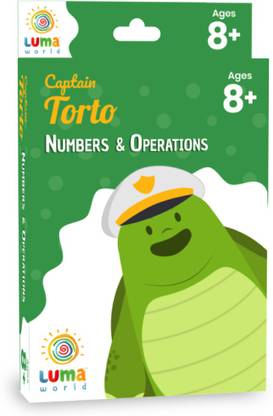 LUMA WORLD Educational Flash Cards for Ages 8 and Up: Captain Torto | Game-based Maths Flash Cards with Magic Glass to view Hidden Answers | Learn Grade 3 Numbers & Operations (Set of 50 Cards)