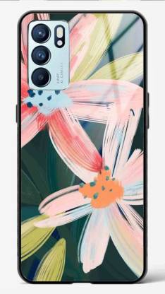 NDCOM Back Cover for Oppo Reno 6 Pro 5G Flower Nature Printed Glass Case