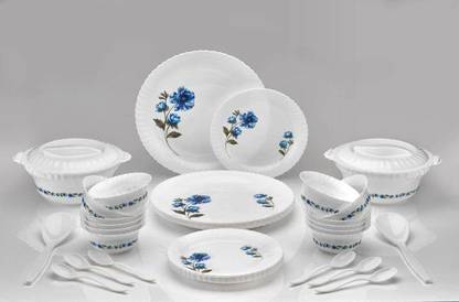 VTTRADE Pack of 36 Plastic ®Set of 36 Pieces Dinner Set Plastic (Color Blue) Dinner Set