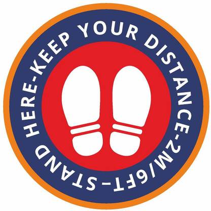 CVANU KEEP YOUR DISTANCE- 2M/ 6FT- STAND HERE Emergency Sign