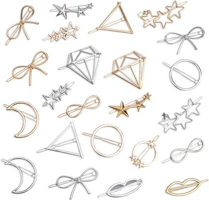 Snowpearl Combo of 6 Hair Barrettes Hair Accessories Golden & Silver Tone Hair Clips Hair Accessory Set