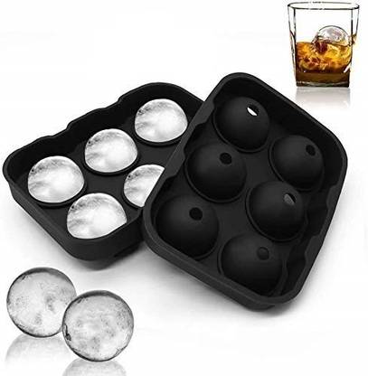 Birudmart Ice Cube Tray Flexible Silicon Create Round Ice Cube Mold Makes Black Silicone Ice Ball Tray