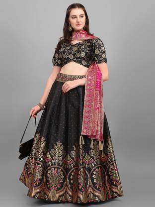 PURVAJA Solid, Embellished Semi Stitched Lehenga Choli