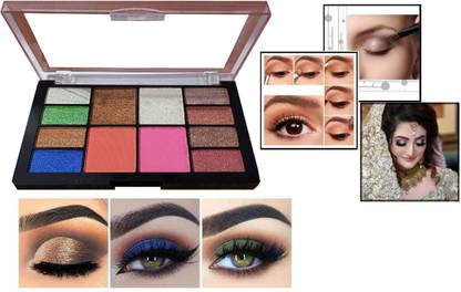 NADJA All in One Makeup Kit18 COLOR SHIMMERI EYE SHADOW & 1 SHIMMER HIGHLIGHTER coner of eyes and dip light shade on brow bone and inner coner making the eyes more COLCETION.