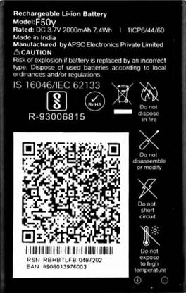 TokTon Mobile Battery For  LYF Jio Phone 2000mAh
