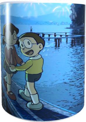 instaprint Nobita-Shizuka Printed Coffee/ Milk-Coffee-Tea Drinking White Ceramic Coffee -- 350ml/ Best for Gift and Personal Use Ceramic Coffee Mug
