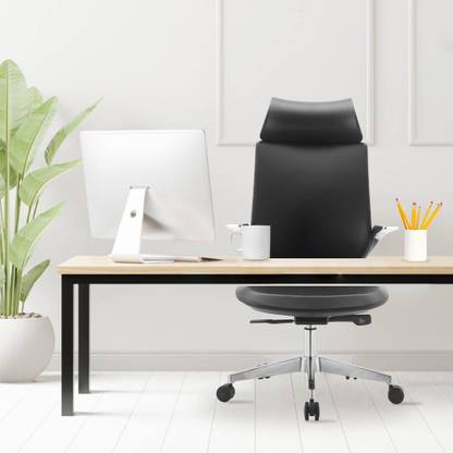 INNOWIN Parker Executive Black Leatherette Office Adjustable Arm Chair